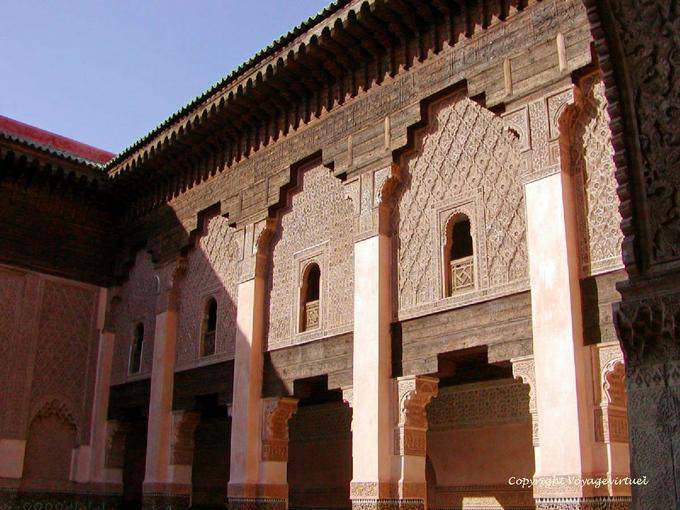 Zelliges, marble, plaster and wood, Ben Youssef Madrasa, Marrakech - Morocco