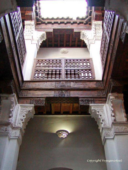 Pillars supporting one of the seven inner patios, Ben Youssef Madrasa, Marrakech - Morocco