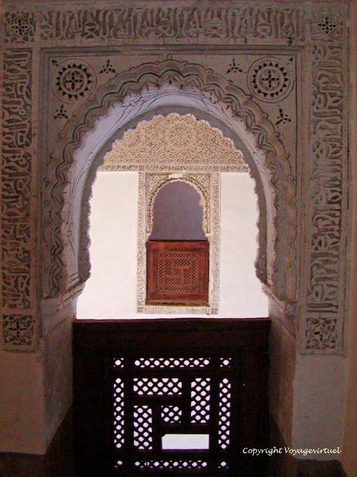 Openings surrounded registrations and plaster motifs, Ben Youssef Madrasa, Marrakech - Morocco