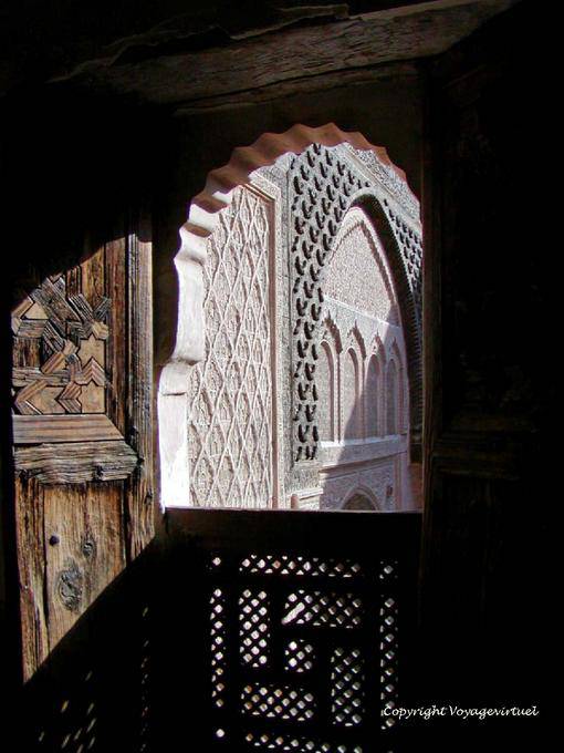 Beauty of Saadian architecture, Ben Youssef Madrasa, Marrakech - Morocco