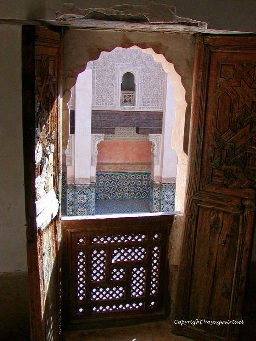 Courtyard view from the window of a bedroom, Ben Youssef Madrasa, Marrakech - Morocco