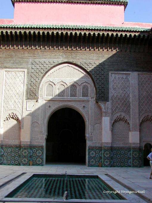 Pool facing the prayer room, Ben Youssef Madrasa, Marrakech - Morocco