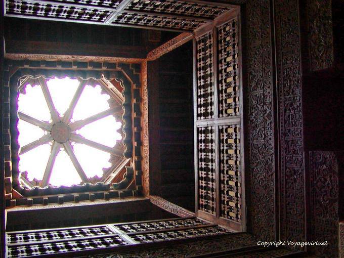 Skylights and carved wooden ramps, Ben Youssef Madrasa, Marrakech - Morocco