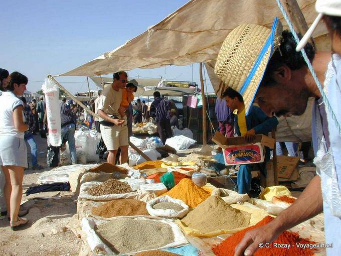 Stall of bulk spices Berber market, Essaouira - Morocco