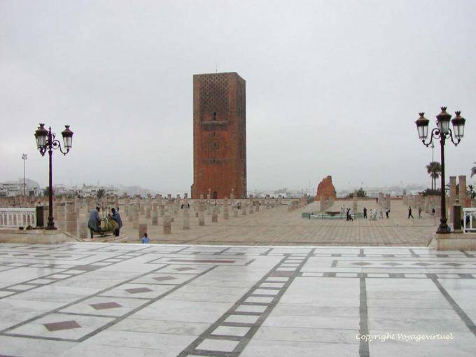 Panorama on the Esplanade and the Minaret Hassan Tower, Rabat - Morocco
