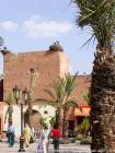Storks on the door of the place Ferblantiers, Marrakech, Morocco.