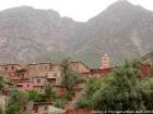 Berber village clinging to the mountainside, Ourika Valley, Morocco.