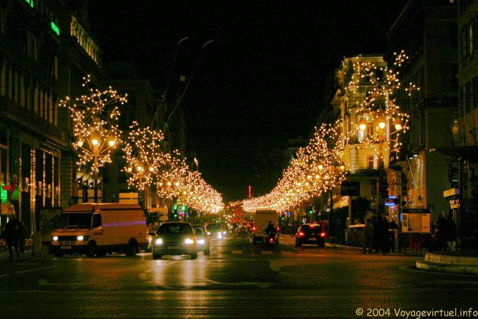 Canebier, illuminated boulevard, Marseilles - France