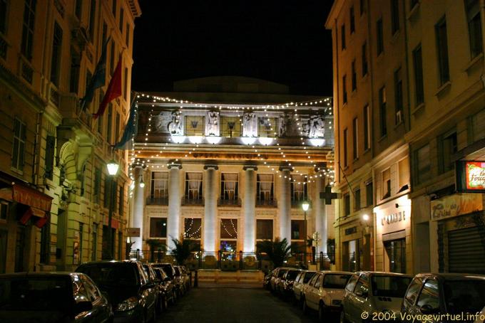 Opera seen at night, rue Beauvau, Marseilles - France