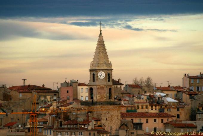 Dawn on the roofs and steeples of Marseilles - France