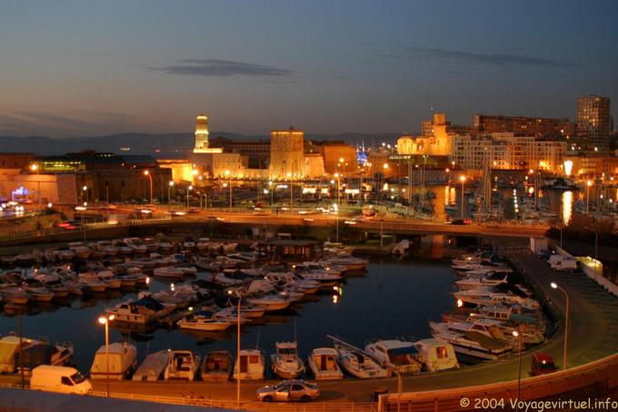 Marseilles, the port by night - France