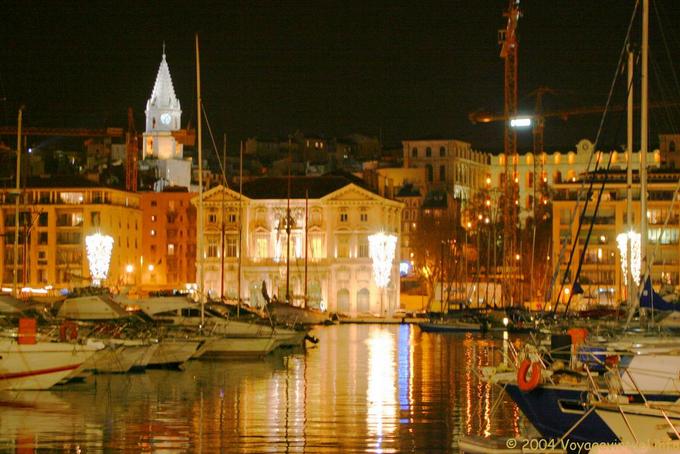 Marseilles, lights on the Old Port - France