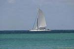 The passage of a catamaran, Anse des Salines, Martinique.