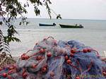 Fishing nets and boats, Grande Anse d'Arlet, Martinique.