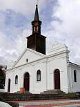 Facade and bell tower of St. Thomas of Diamond, Martinique.