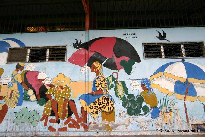 Mural on the covered market, Le Robert - Martinique