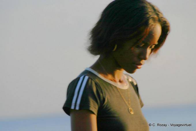 Portrait of a young girl at sunset - Martinique