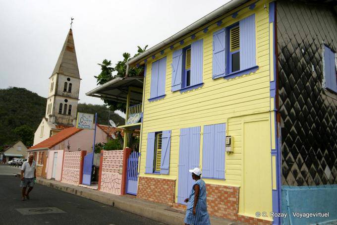 Street and Church St. Henri du Bourg, Anses d'Arlet - Martinique