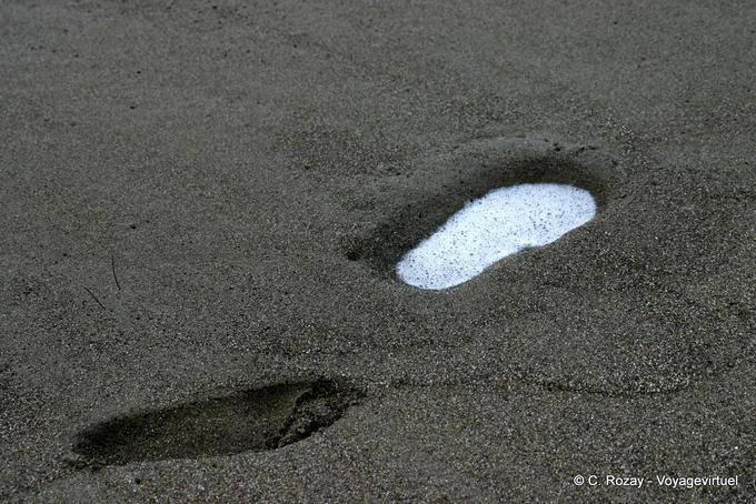 Black sand, ephemeral traces on the beach - Martinique