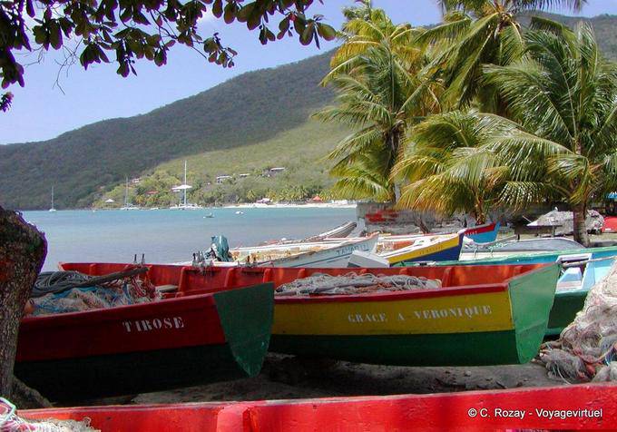 Tirose and Thanks to Veronica, boats in the Grande Anse d'Arlet - Martinique