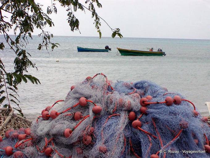 Fishing nets and boats, Grande Anse d'Arlet - Martinique