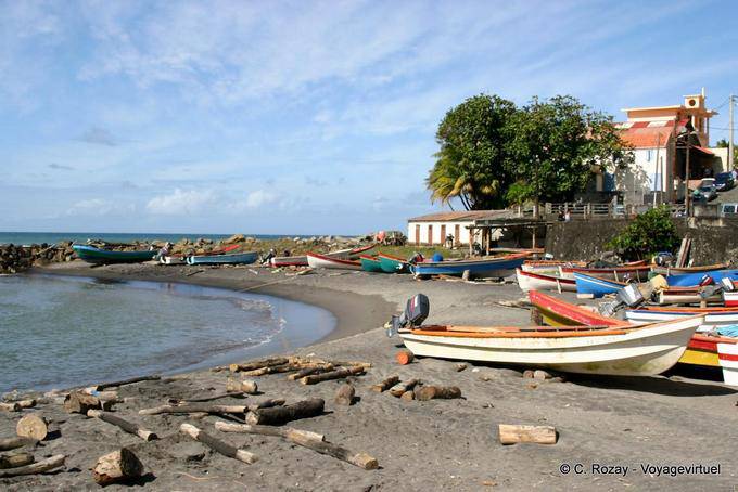 The beach of the port, the town side of the world, Grand'Rivière - Martinique