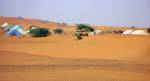 Set of tents in the desert sand, Hope Road, Mauritania.