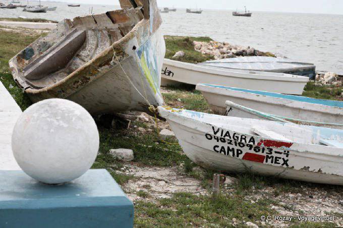 Viagra, the appropriately named boat, fishing port, Campeche - Mexico