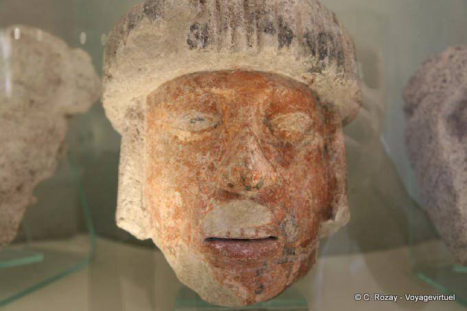 Red Head, sculpture, Museo Maya Archaeology, Campeche - Mexico