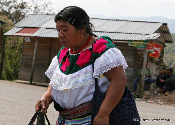 Resident in traditional dress from the market, Chiapas - Mexico