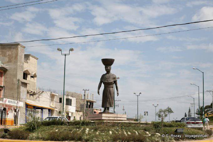 Statue welcoming Ocosingo, Palenque road, Chiapas - Mexico