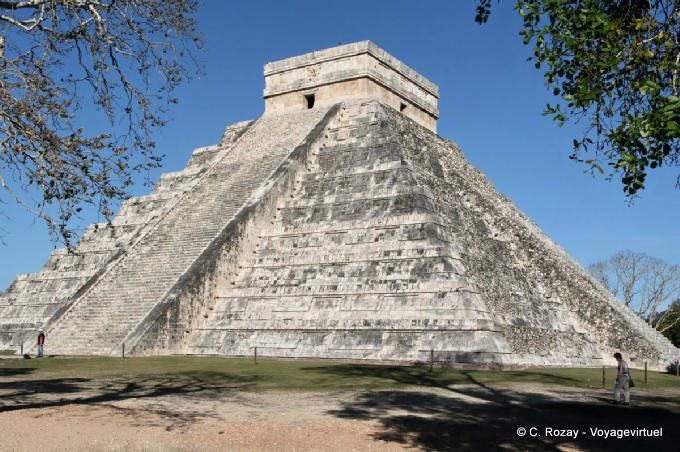 Castillo, another view of the famous pyramid of Kukulkan, Chichen Itza - Mexico