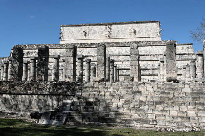 On the side of the temple of the Warriors, Chichen Itza - Mexico