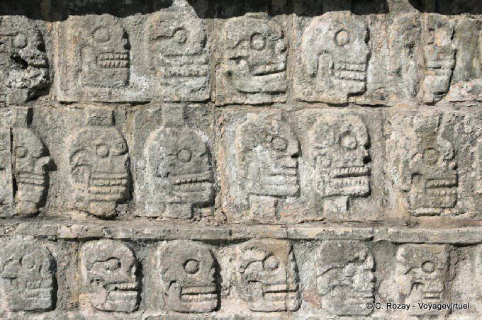 Wall of Skulls Tzompantli, Chichen Itza - Mexico