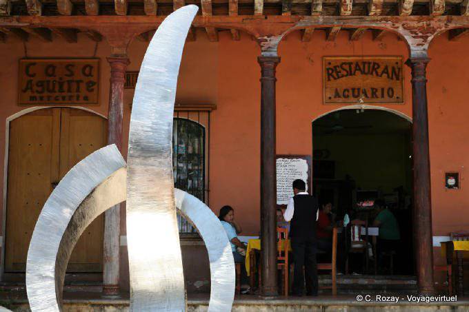 Sculpture in front of the Casa Aguirre, Comitan de Dominguez - Mexico