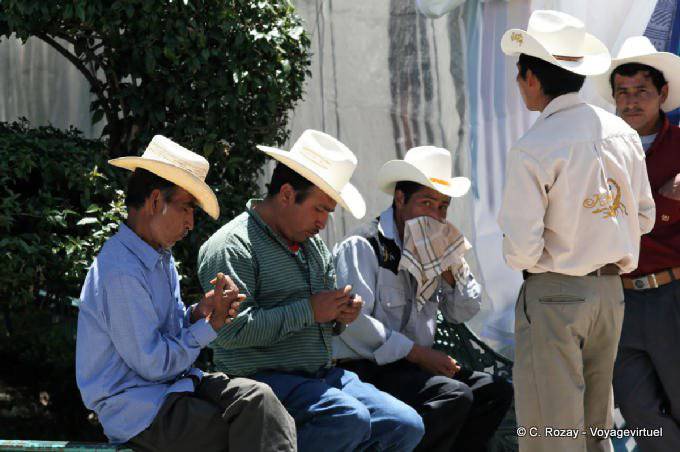 Indigenous wearing hats, Comitan de Dominguez - Mexico