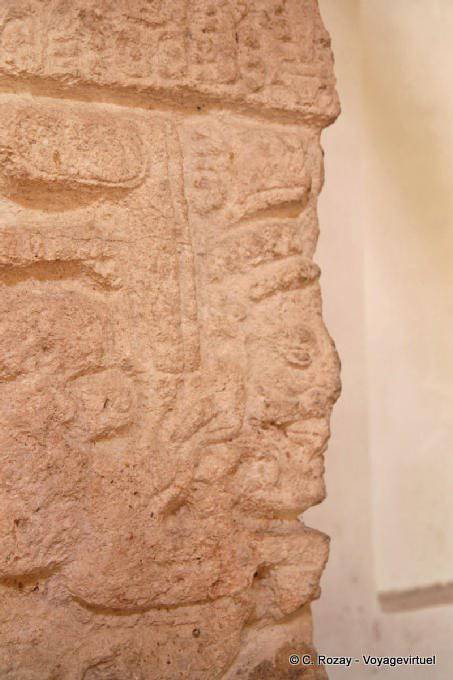 Profile at the corner of a stele, Edzná - Mexico