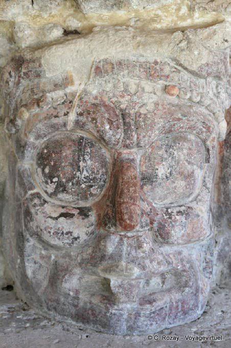 The face of the God of the west, the west, the Temple of the Masks, Edzná - Mexico