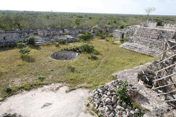 Chaac tank on the central square, Ek Balam - Mexico
