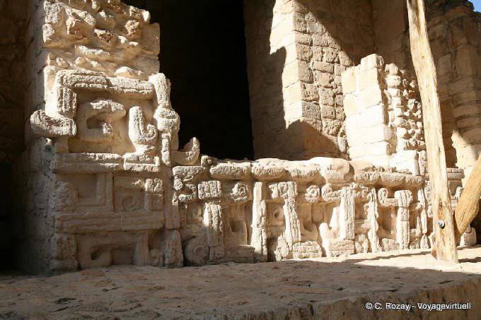 Decoration carved into the bottom of the left door, entrance to the Acropolis, Ek Balam - Mexico