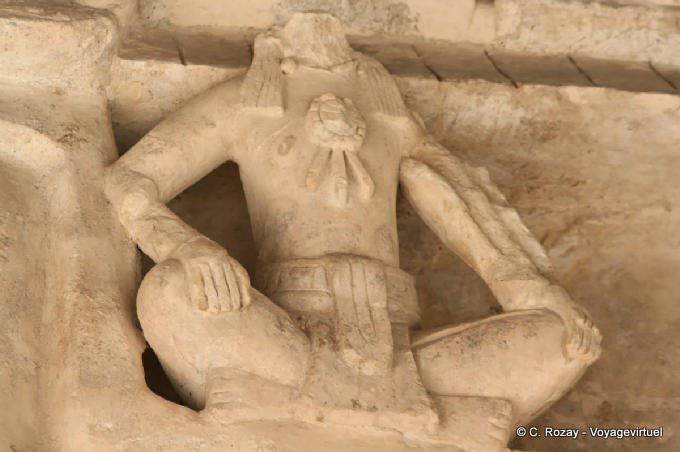 Warrior in the lotus position, stucco Altar black Jaguar, Ek Balam - Mexico