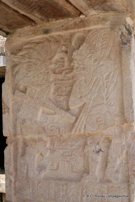 Kabah Mayan sculpture on a wall - Mexico