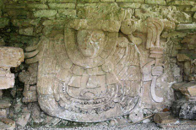 Stucco relief representing the storm god of Teotihuacan, Northern Group, Palenque - Mexico