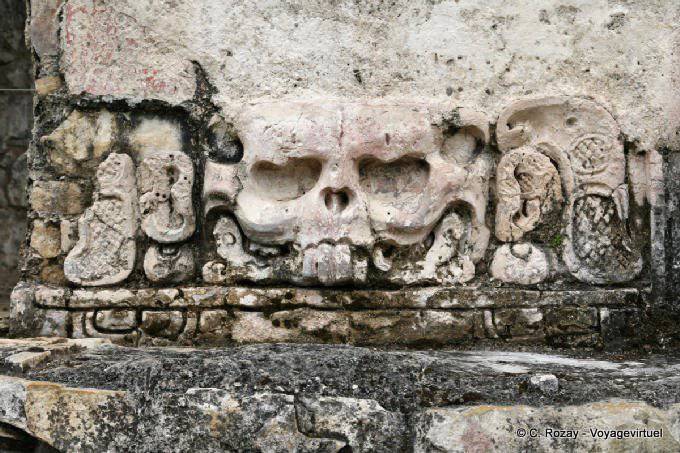 Sculpture of the skull, Palenque - Mexico