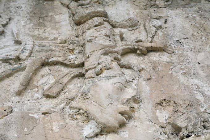 Skull temple sculpture, Templo La Cavalera, Palenque - Mexico