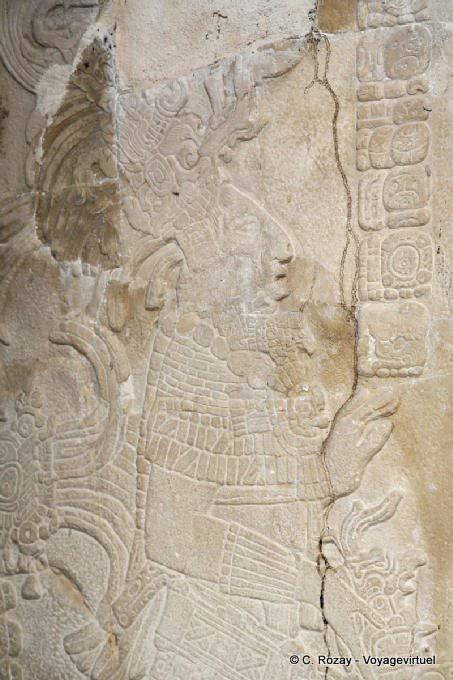 King Chan Bahlam II, relief, Temple of the Cross, Palenque - Mexico