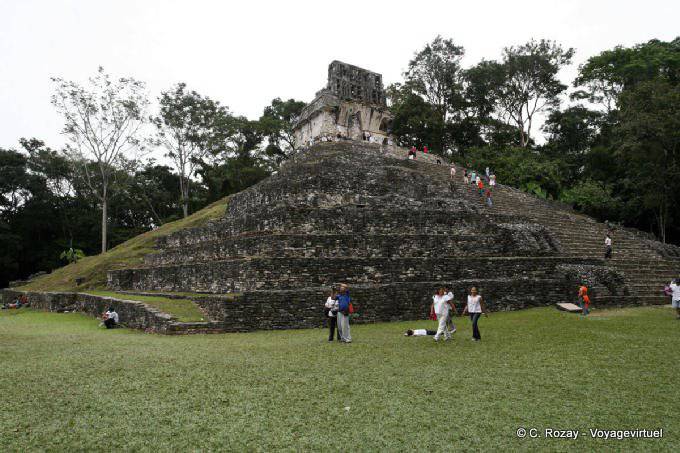 At the foot of the pyramid temple of the Cross, Palenque - Mexico
