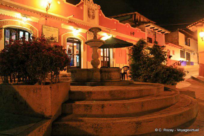 Fountain in front of a restaurant, San Cristobal de Las Casas - Mexico