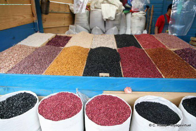 Colorful legumes show, Gran Mercado, San Cristobal de Las Casas - Mexico