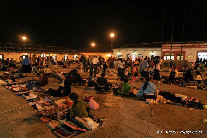 Night Trade Square in front of the cathedral, San Cristobal de Las Casas - Mexico